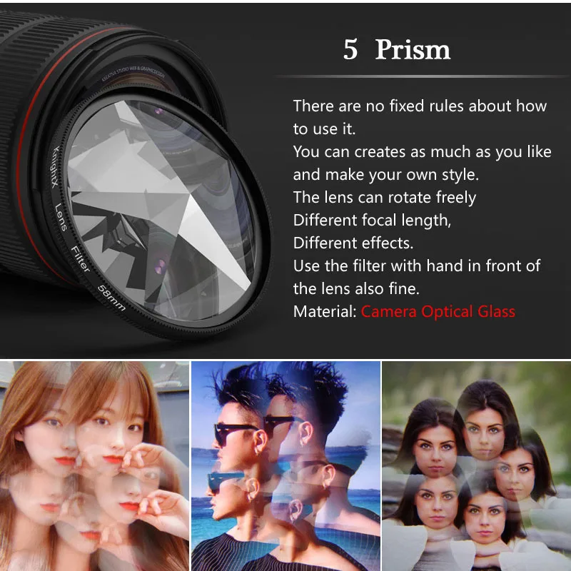 Фильтр объектива KnightX мобильный телефон Prism 58 мм UV CPL ND аксессуары для макросъемки