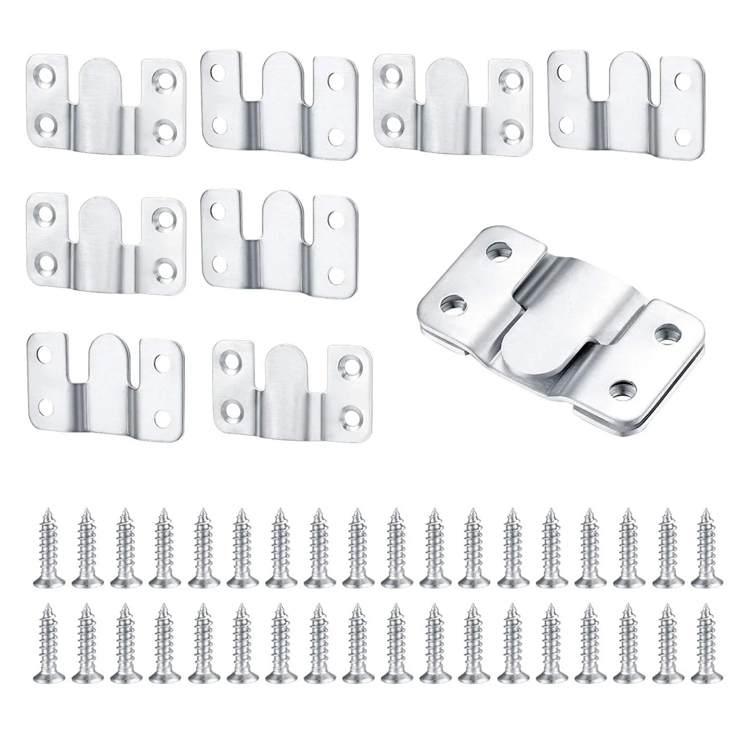 

10 Pcs Flush Mount Bracket Interlocking Hang Furniture Connector Stainless Steel Wall Mount Picture Frame Brackets