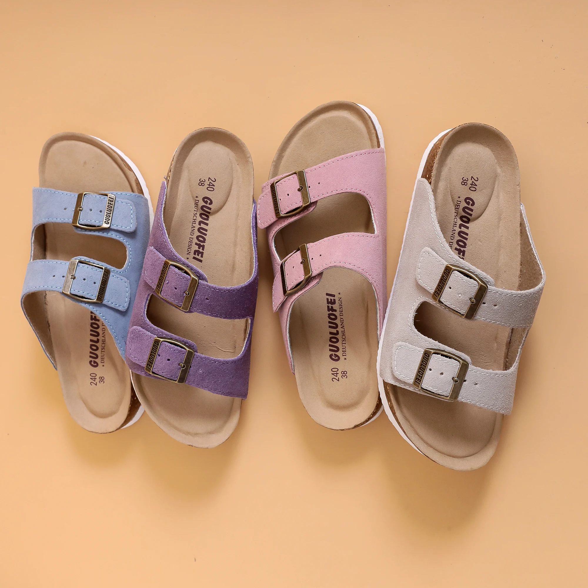 2023 Classic Women Grain Leather Cork Birken Stock Slip On Sandals Beach Slippers Luxury Brand Design Flat shoes