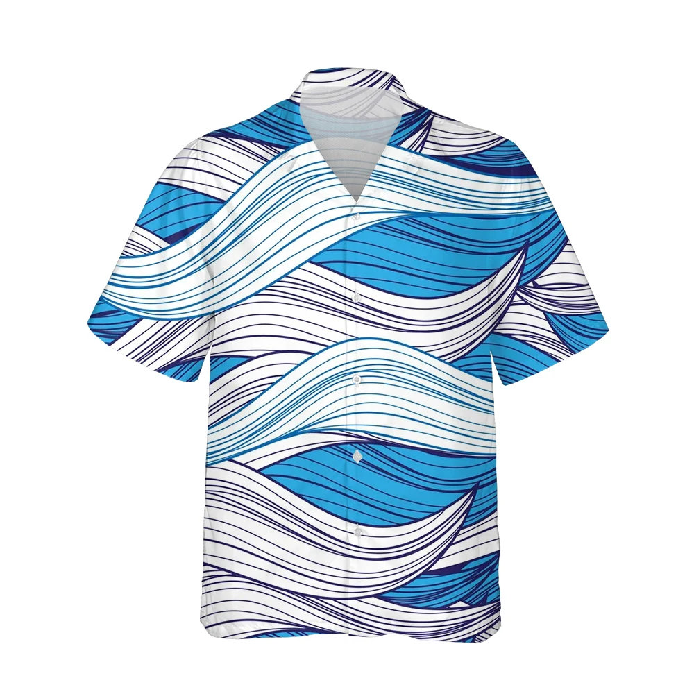 Jumeast 3d Cloud Wave Printed Mens Hawaiian Shirt Short Sleeve Harajuku Japanese Fashion Shirts for Men Loose Vintage Streetwear
