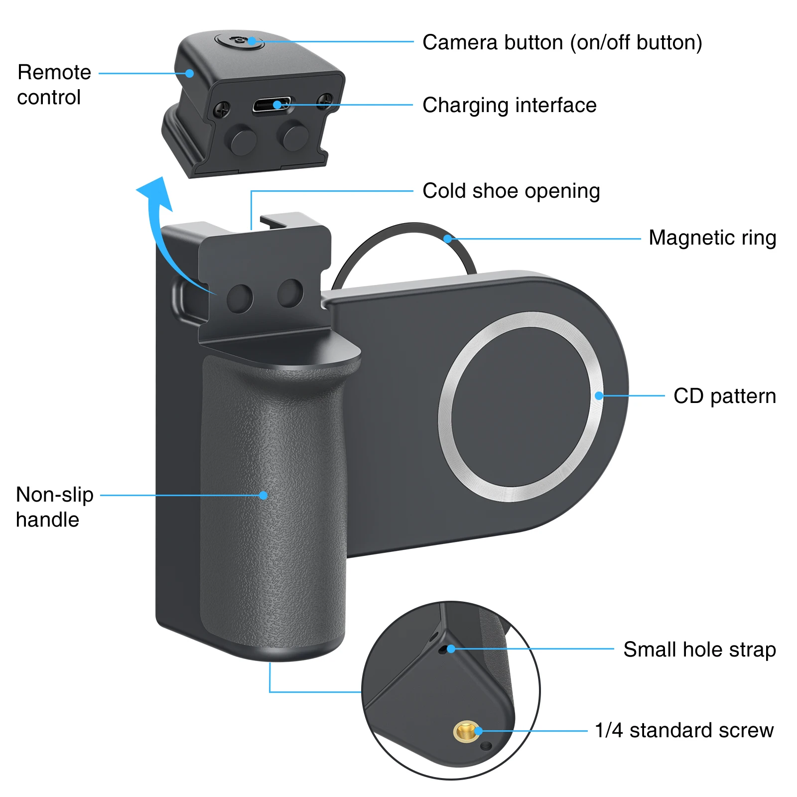 Магнитный Snapgrip Bluetooth затвор ручной Усилитель селфи телефон Capgrip для iPhone HUAWEI Xiaomi ручной захват с кольцом