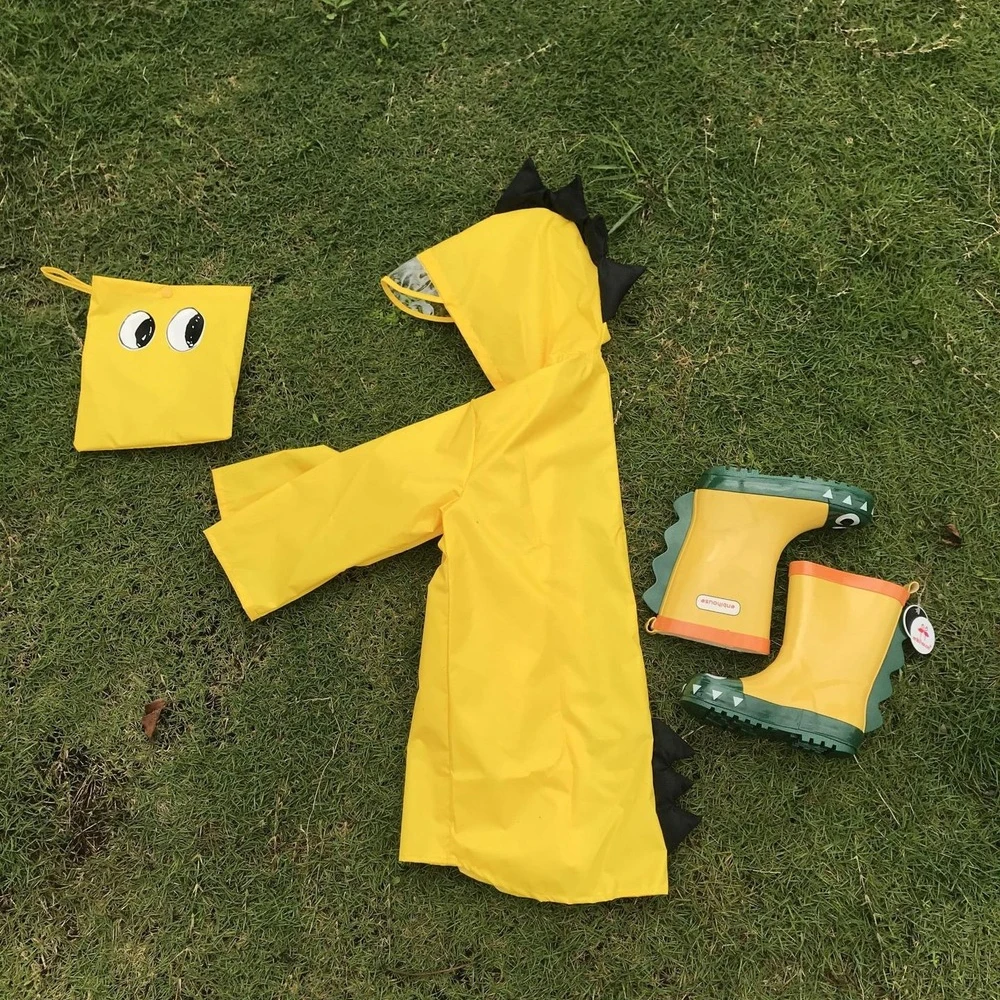 

Cute Dinosaur Polyester Baby Raincoat Outdoor Waterproof Rain Coat Children Impermeable Poncho Boys Girls Rain Jacket Yellow