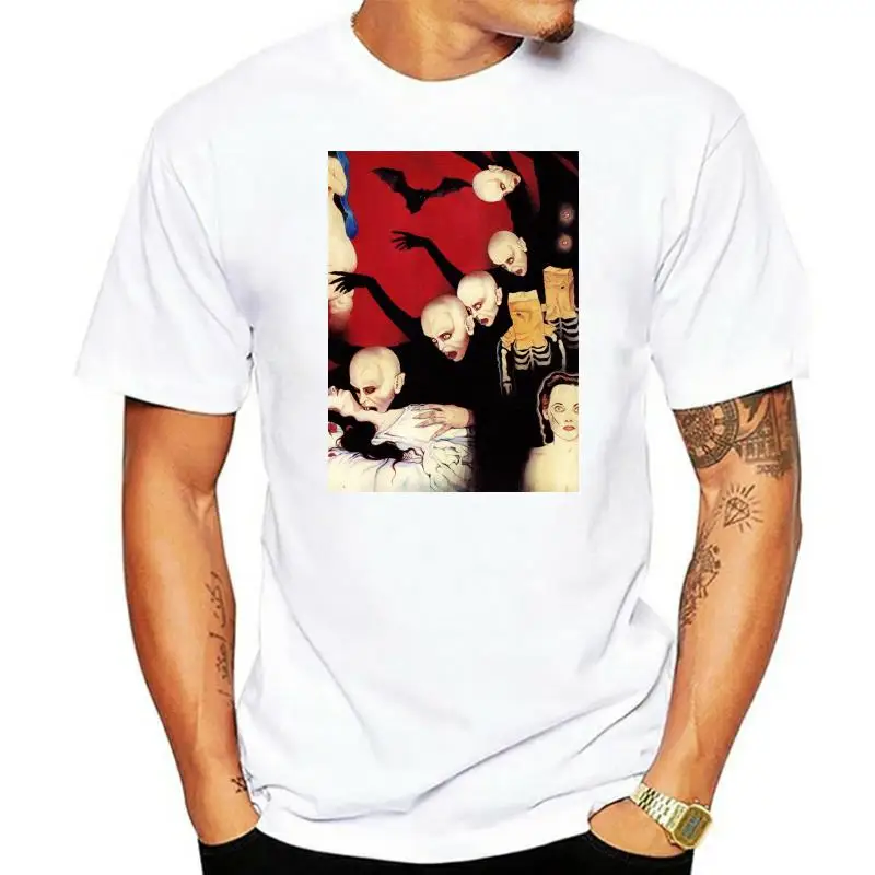 Suehiro Maruo Tops Nosferatu T-Shirt Men Cotton T Shirt Horror Japan Manga Otaku Creepy Halloween Short Sleeve Tee 6XL