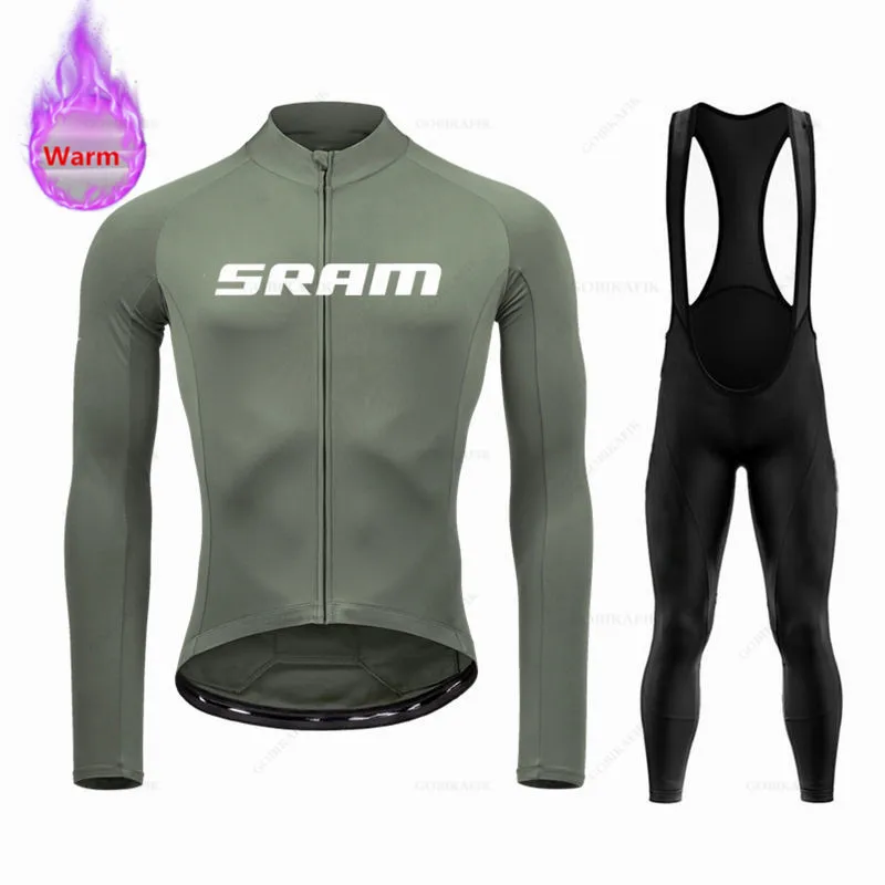 Sram Team Ropa Ciclismo теплая зимняя термофлисовая одежда для велоспорта 2024 мужской