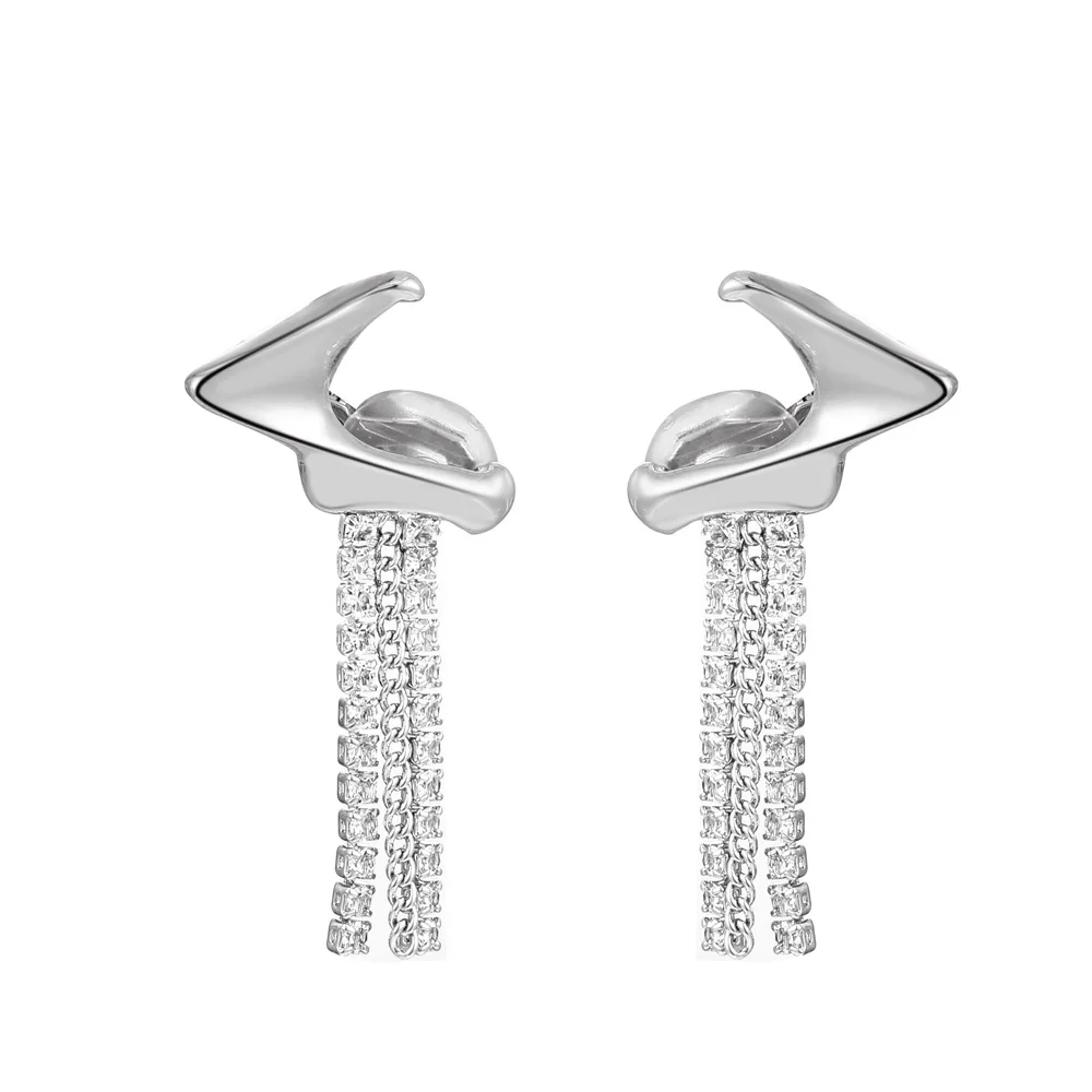 

Elf Ear Tassel Ear Clip Earrings Fashion Sweet Clip Earrings For Women Earing Without Hole Jewelry Crystal Fake Earings N713