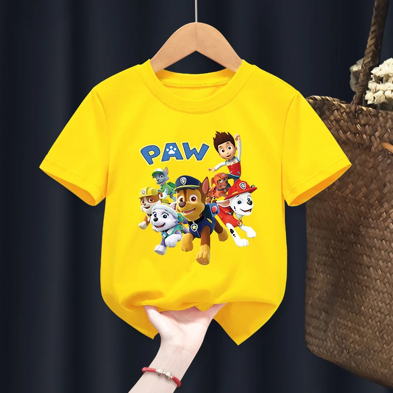 

Paw Patrol T-Shirt Kids T-Shirt Crew Neck Chase Marshall Skye Summer T-Shirt Short Sleeve