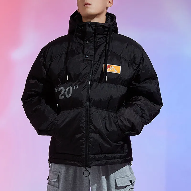 Cotton Padded Jacets Men's Winter Waterproof Windproof Thickened Coats Label Loose Hooded Parkas Korean Campus Sports Outwear