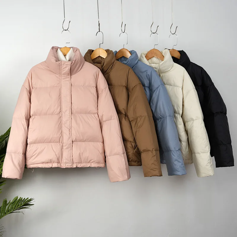 

Женский пуховик с воротником-стойкой, теплый толстый пуховик белого утиного пуха, верхняя одежда большого размера, Осень-зима 2022