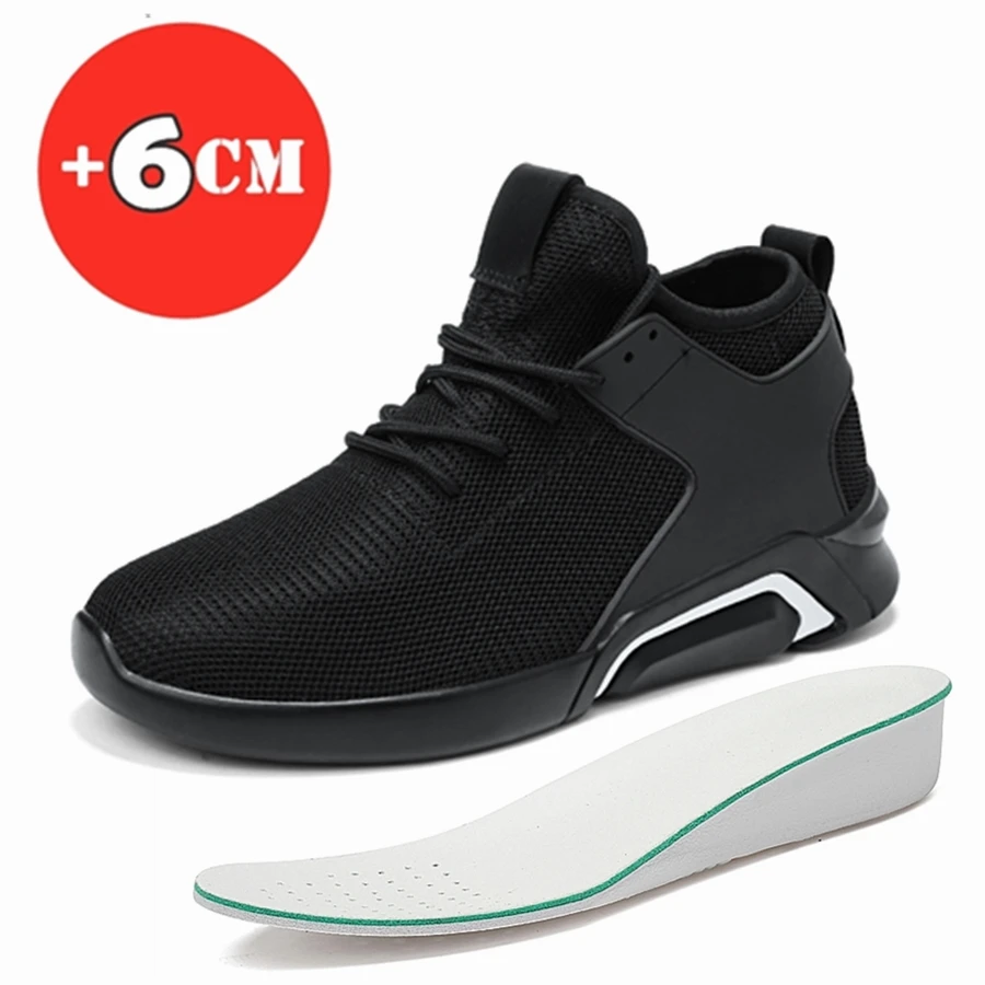

Men Sneakers Summer Elevator Shoes Casual Height Shoes Breathable Increase Shoes for Men Height Increase Insole 6CM Black Shoes