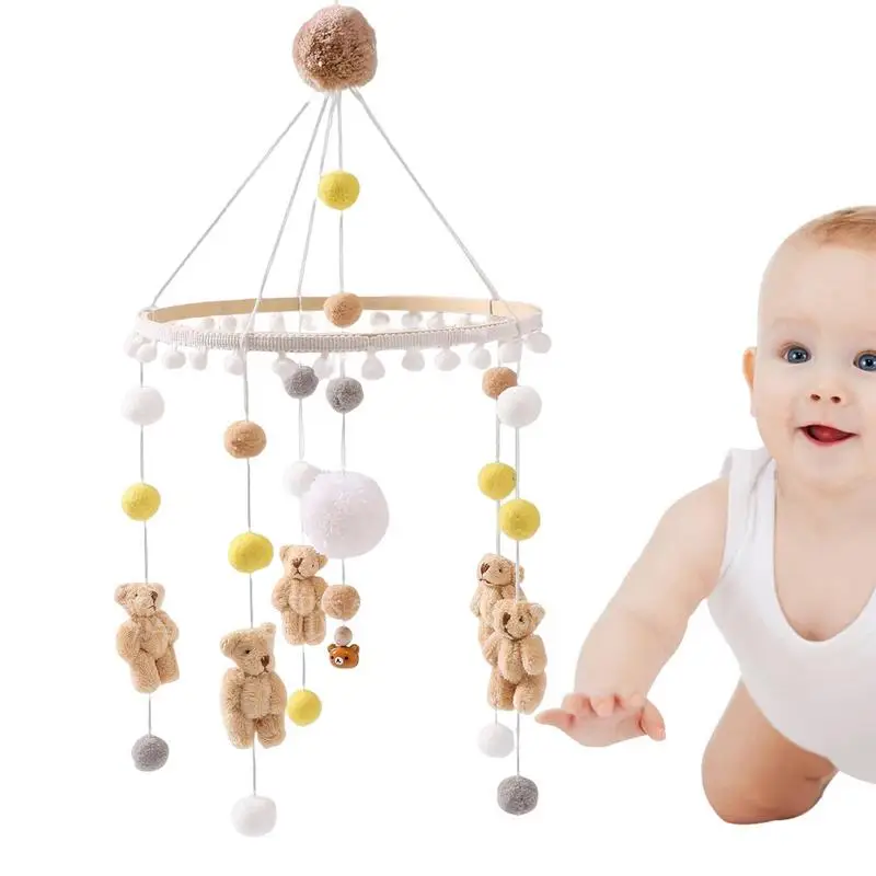 

Toddler Wind Chime Crib Toddler Crib Mobile With Felt Balls Portable Toddler Bed Mobile Wind Chime With Animal Pattern For Kids