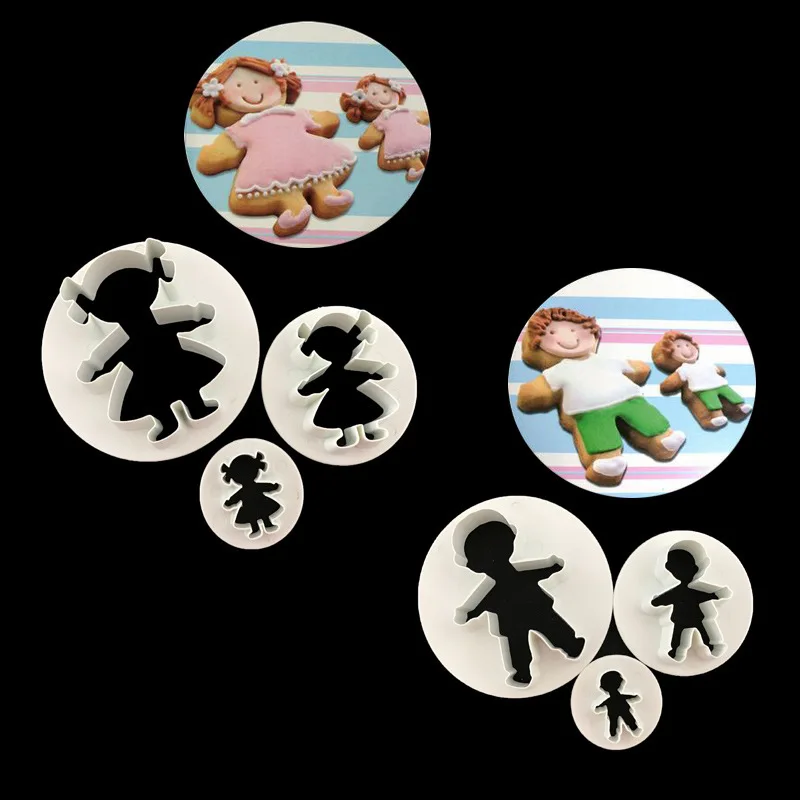

3Pcs Children Boys and Girls Cookie Mold for Baking Kitchen Biscuits Printing Dessert Accessories Birthday Cake Decorating Tools