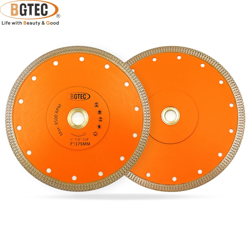 BGTEC 2pcs Dia175/200/230/250/300/350mm Diamond X Mesh Turbo Cutting Disc Bore 25.4mm Hot Pressed Saw Blade Cut Marble Ceramic