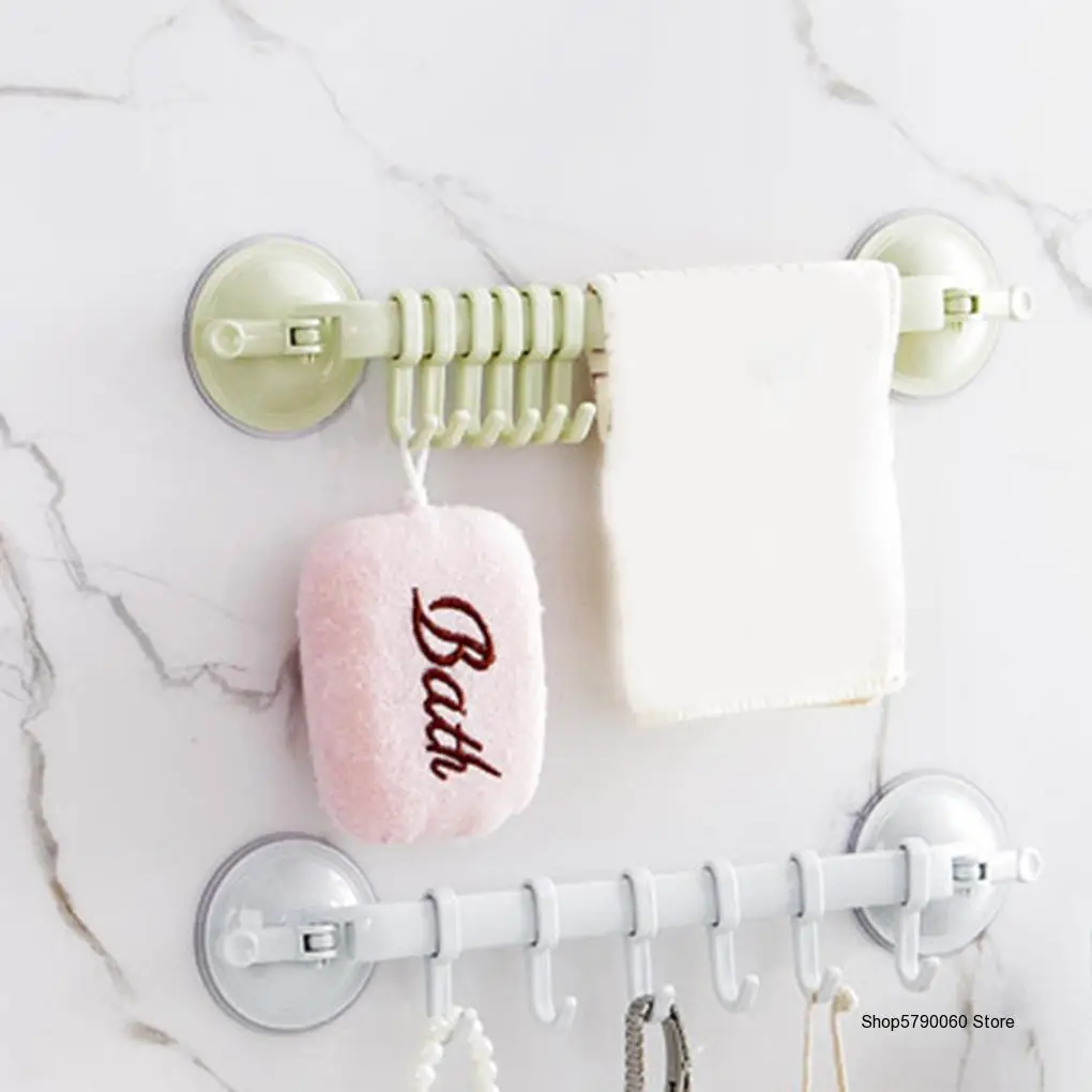 

Towel Spoon Rack Suction Cup 6 Hooks Bathroom Kitchen Wall Door Non-trace Strong Holder Sucker Hanger Hand sink accessories
