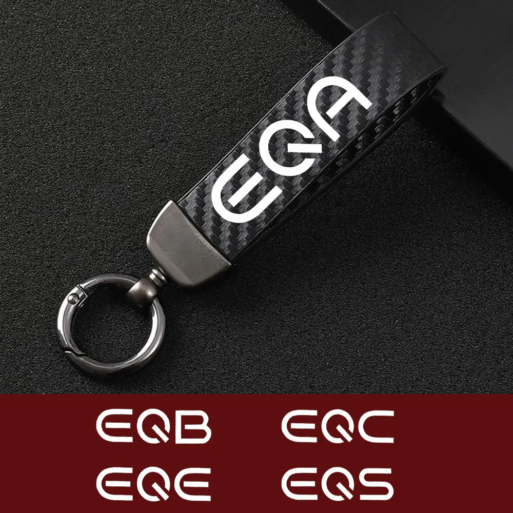 Для Mercedes Benz EQ Series EQA EQB EQV EQE EQC EQS кожаные брелоки из углеродного волокна в полоску металлический автомобильный брелок автомобильные аксессуары