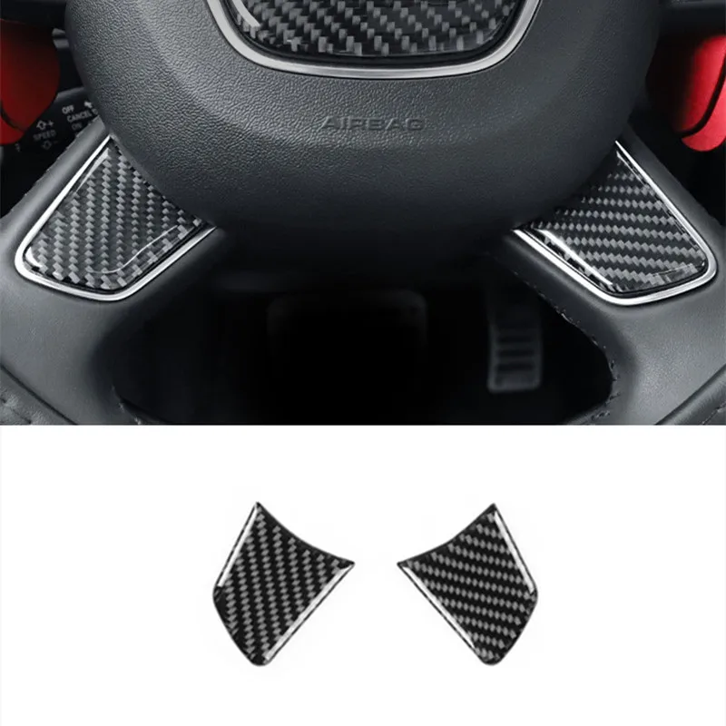 

2PCS Car Carbon Fiber Steering Wheel Decal Decoration Cover Trim For Audi A6 C7 2012-2018 Car Styling Interior Accessories