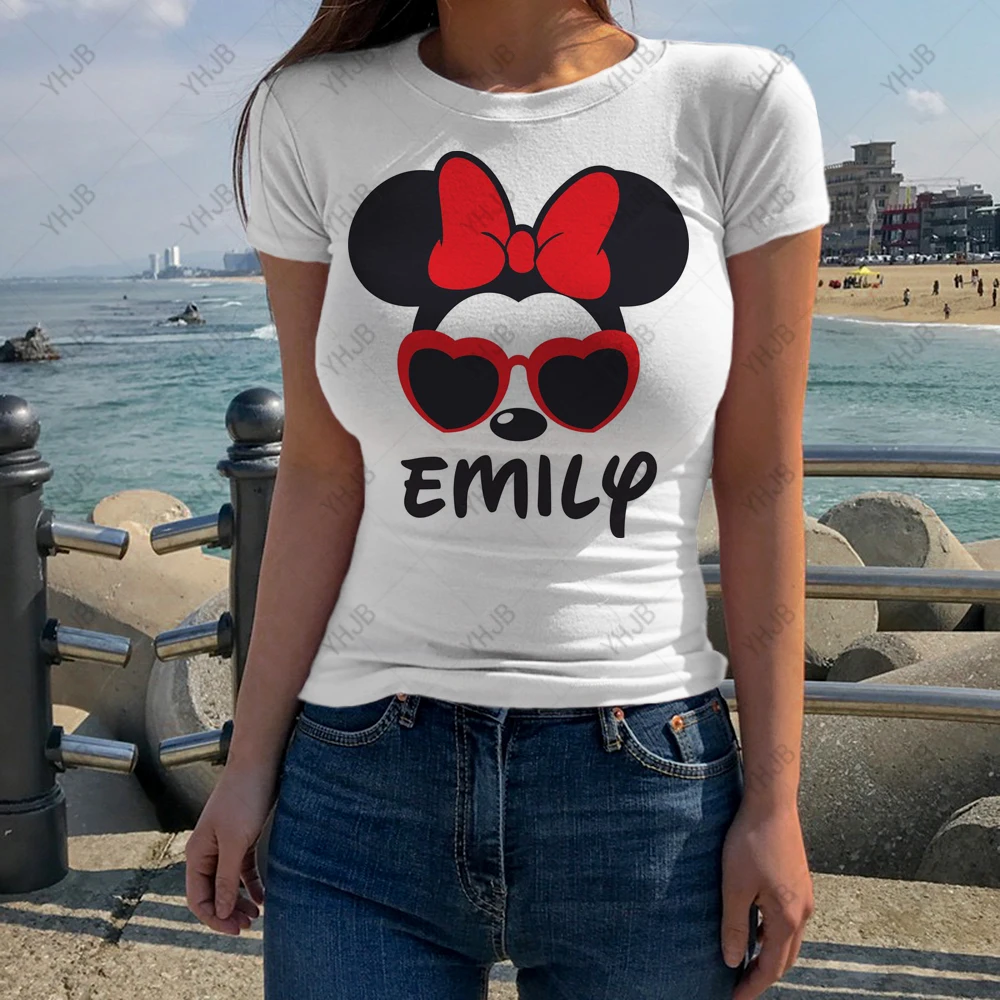 

Y2K Сексуальная женская летняя футболка с принтом Микки Мауса Женская облегающая футболка с коротким рукавом женская винтажная Корейская одежда