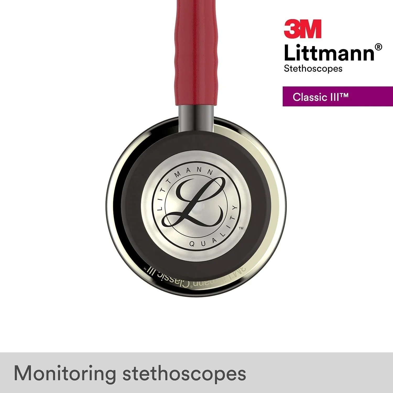 5864 Стетоскоп 3M Littmann Classic III насадка для шампанского бордовая трубка 27 дюймов