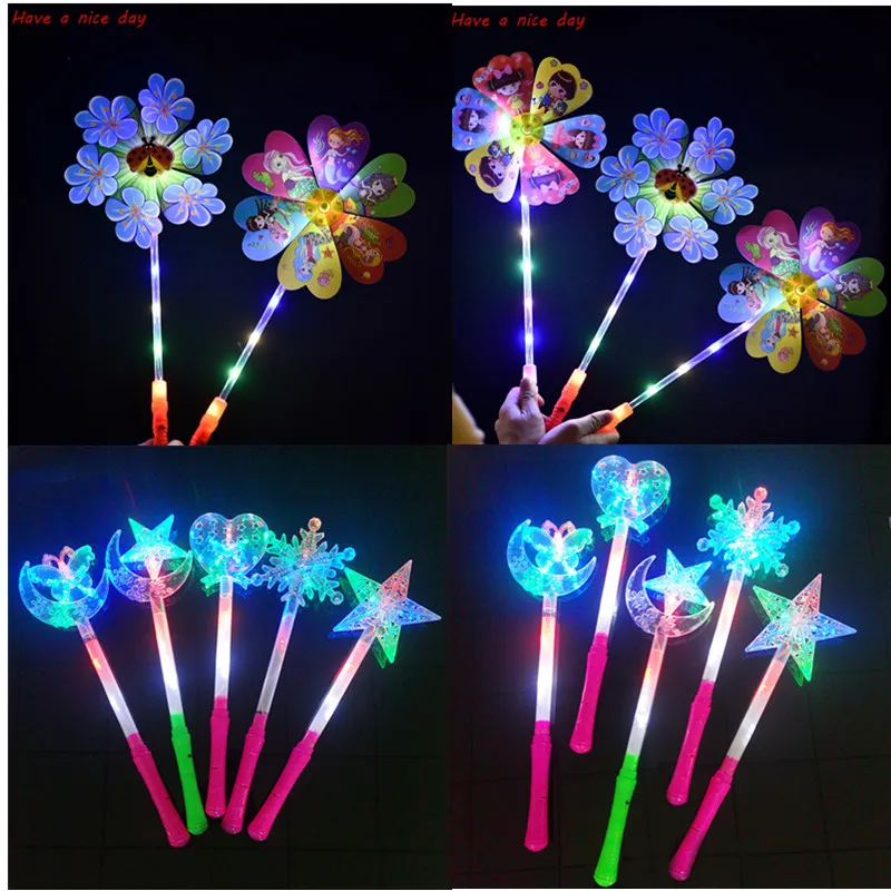 

Led Glowing Windmill Toy Flashing Light Up LED Spinning Music Windmill Strip Shape Child Toy Gift Random Color