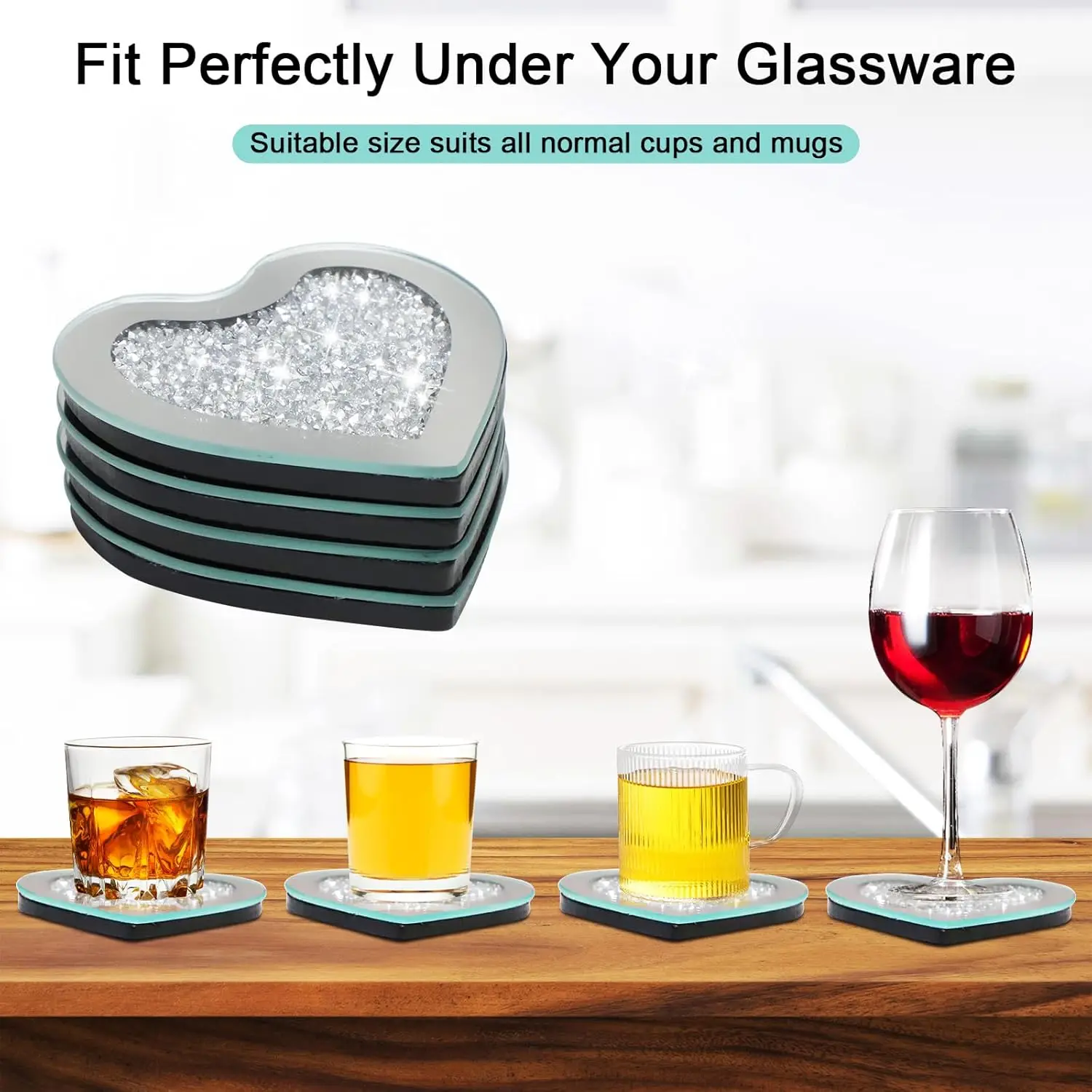 4 шт. стеклянная хрустальная подставка с бриллиантами зеркальная серебряный