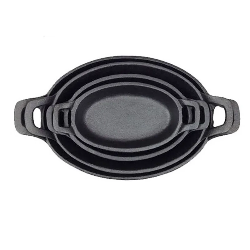 

ZITING Oval Cast Iron Pan Non Stick Frying Pan Fried Steak Egg Pancake No Smoke Pans General Use for Gas and Induction Cooker