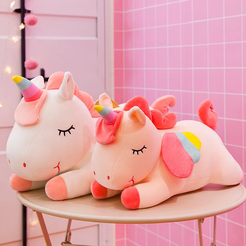 

Soft Stuffed Unicorn Dolls 30/40/53/65cm Plush Unicorn with Horn and Wings Hug Pillow for Valentine's Day Gifts for Girls Kids