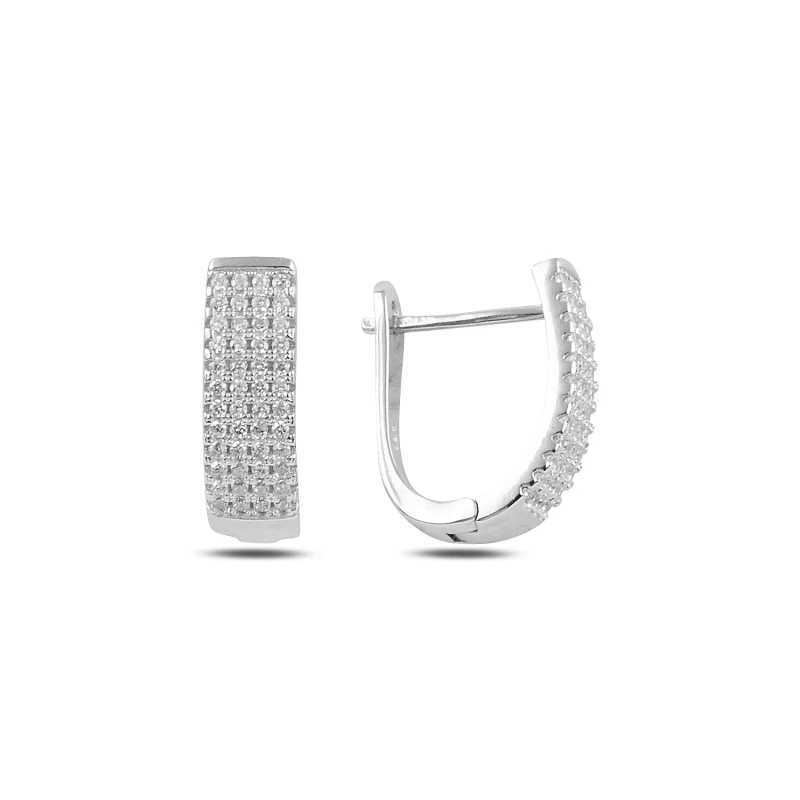 

Silver 925 Sterling 4 Row Zircon Cubic Zirconia J Earrings