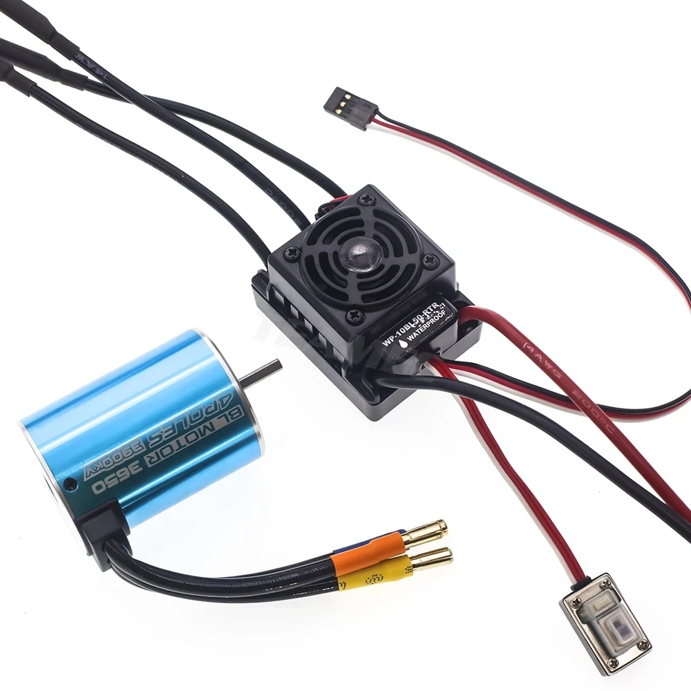 

Waterproof 50A RTR Brushless ESC Speed Controller WP-10BL50-RTR with 3650Motor 3500KV Brushless Motor for 1/10 RC Car