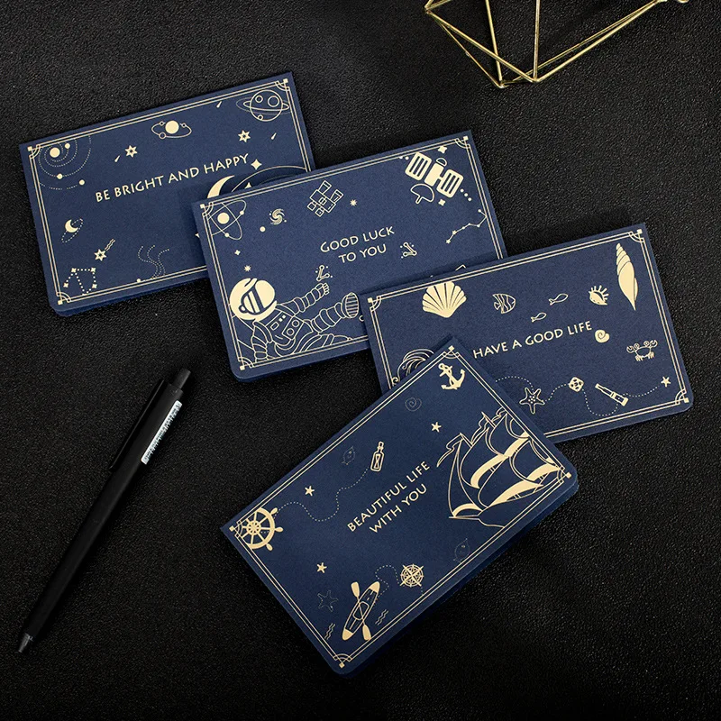 

Ins Korean Dark Blue Envelope Starry Sky Cover Bronzing Greeting Card Blessing Message Card for Student Colleagues Friend Gift