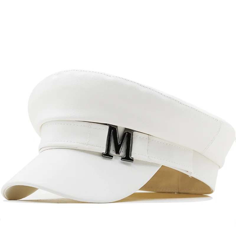 

Autumn Winter Chain white Military Berets for Women Female Flat Army Cap Salior Hat Girl Travel Berets Ladies Painters Cap