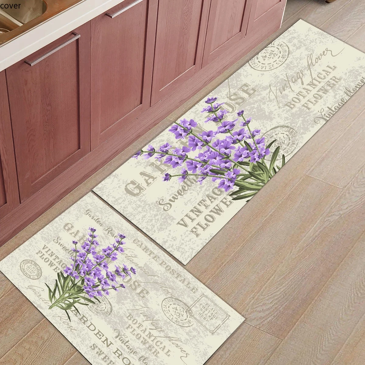 

Lavender Purple Flowers Kitchen Rugs Mats Bathroom Rug and Carpet Carpets On The Floor Entrance Doormat Modern Home Decoration