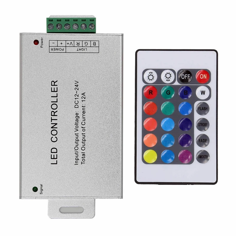 

Флэш-контроллер 144 Вт, 12 А, пульт дистанционного управления с 24 кнопками, флэш-контроллер RGB, ИК-диммер, контроллер rgb 12 В для SMD 2835, 5050, флэш-лента