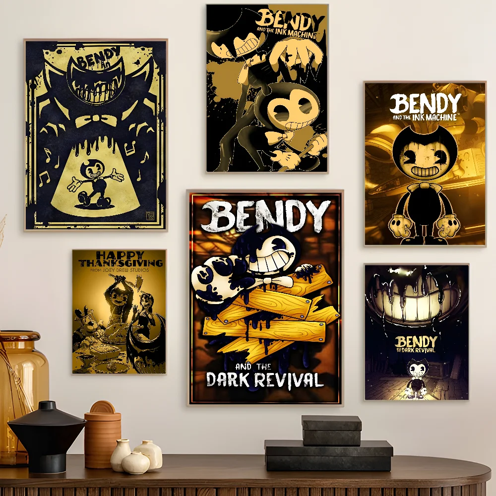 B-Bendy A-And The L-Ink M-Machine самоклеящийся художественный постер белая бумага принты