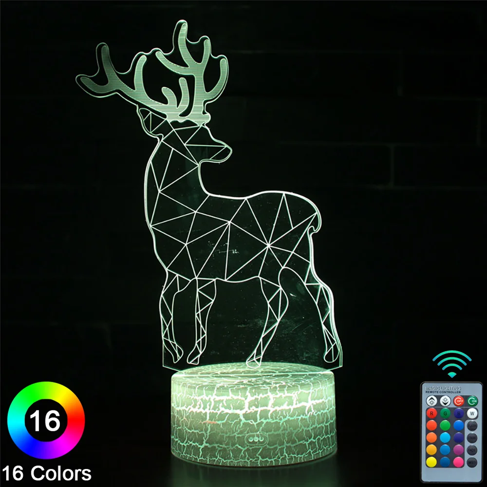 

Рождественские светодиодные 3D ночники, сенсорный пульт дистанционного управления, новинка, настольная лампа, декор для комнаты, Рождествен...