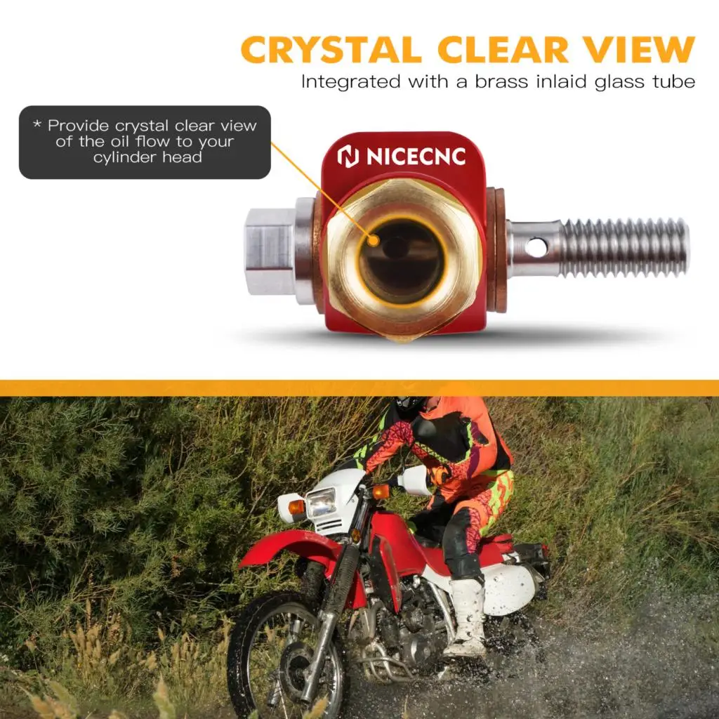 

Motorcycle CNC Aluminum Banjo Bolt Oil Sight Glass For Honda XR650L XR600R XR 650L 600R 1985-2023 2022 2021 Optimal Fluid Flow