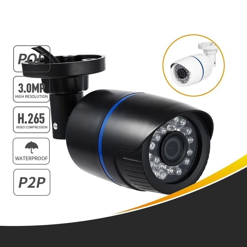 

Waterproof 3MP Bullet IP Camera 24Pcs IR LED 1296P/1080P Outdoor Security Night CCTV System Video Surveillance