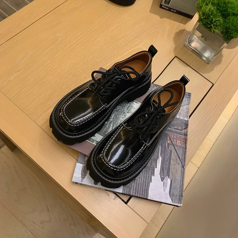 

Shoes Woman 2022 Square Toe Autumn Casual Female Sneakers Oxfords Loafers With Fur Clogs Platform British Style Flats New Fall R