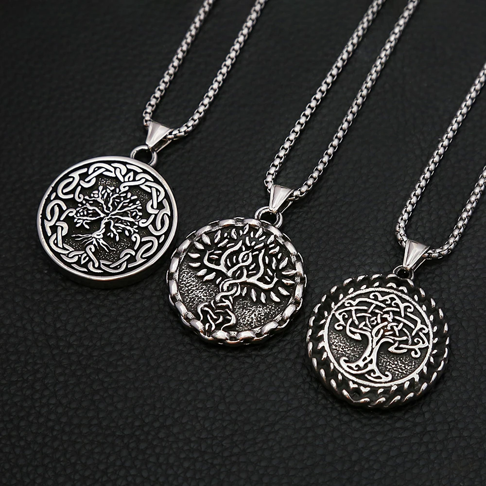 

Fashion Viking Tree of Life Stainless Steel Pendant Necklace For Men Women Punk Biker Vintage Nordic Amulet Jewelry Dropshipping