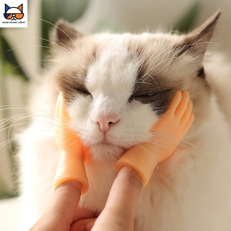 

MEOWS Cat Toys Massage Gloves 1 Pair of Little Finger Cat Set Funny Finger Hands Set Creative Finger Toys Pet Supplies