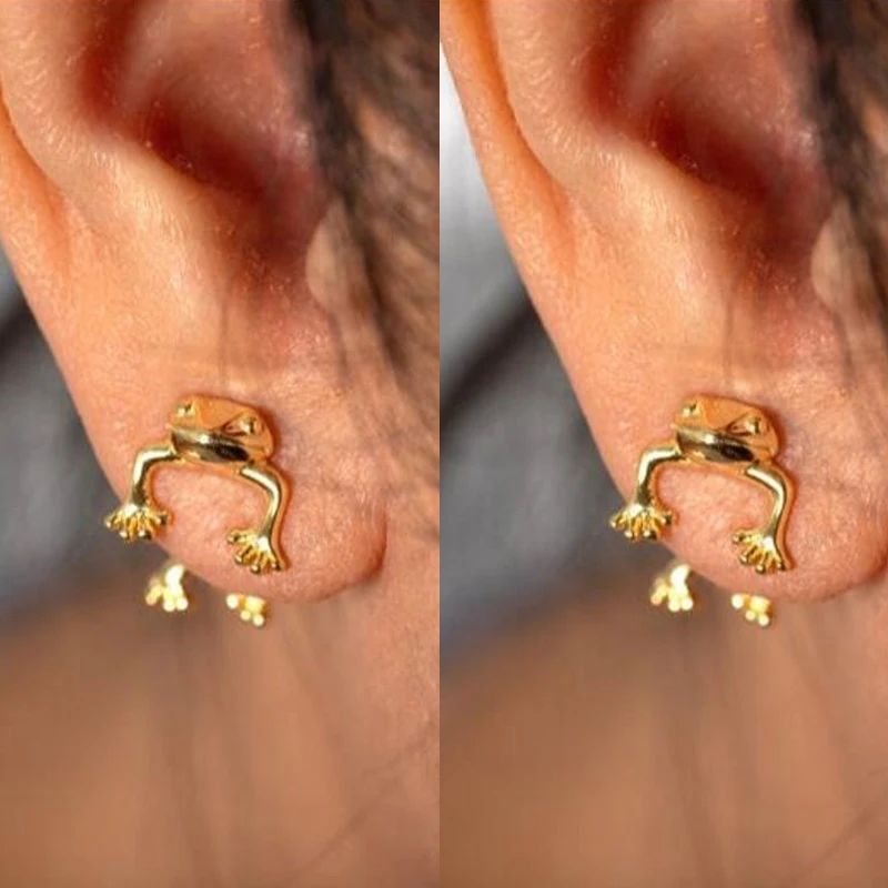 

3D MINI Frog Stud Earrings for Women Animal Gothic Toad Piercing Female Girls Retro Punk Creative Jewelry Gift Brincos