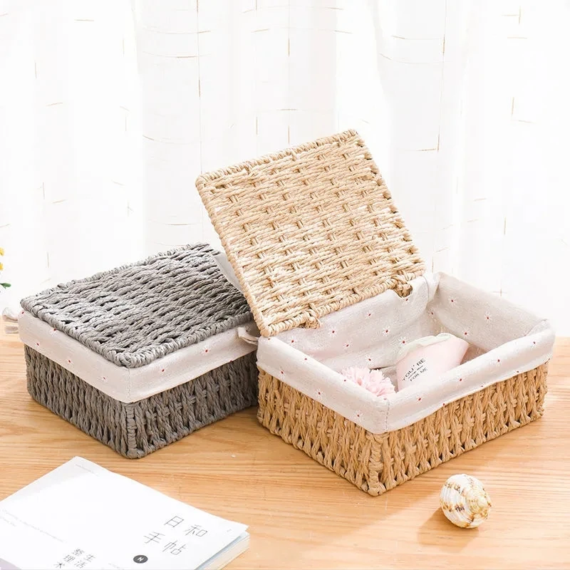 

Sundries Baskets Storage Storage Cloth Box Storage Box Key Handmade Basket Desktop Wicker Basket Hamper Laundry Rattan Home Toy