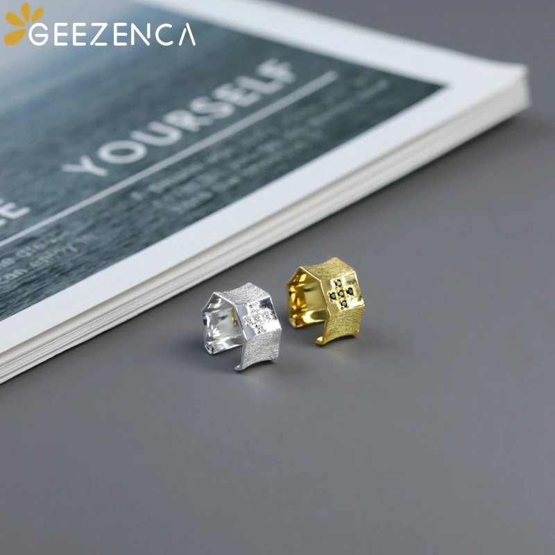 Серьги-клипсы GEEZENCA из стерлингового серебра 925 пробы с фианитом 5 А унисекс в