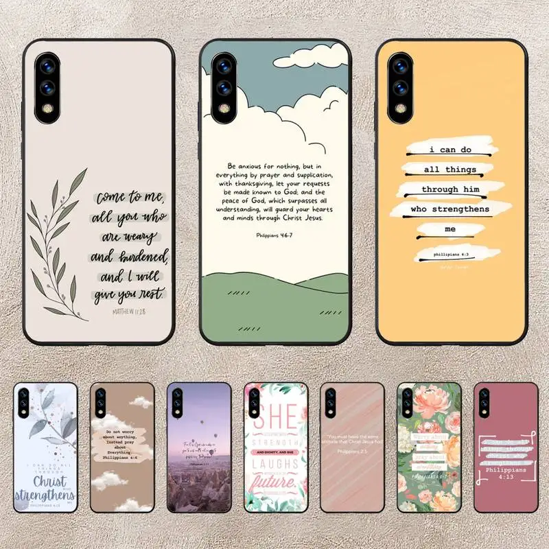 

Bible Verse Philippians Jesus Christian Phone Case For Huawei P10 P20 P30 P50 Lite Pro P Smart Plus Cove Fundas