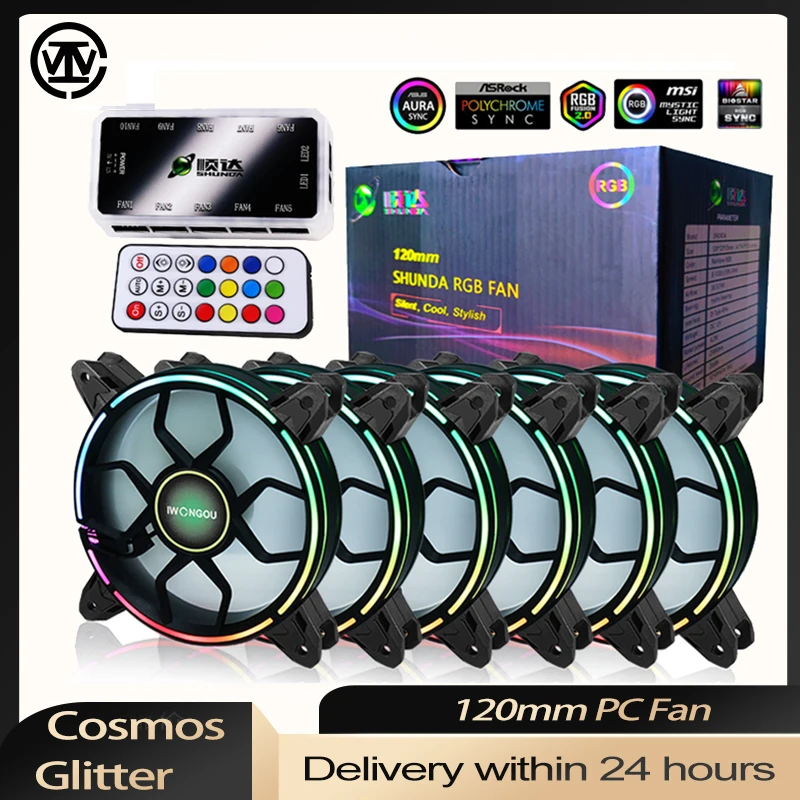 

IWONGOU Case Rgb fan Adjustable speed Adjust LED 120mm Computer Cooling 12volt pc computer Cooler argb Fan Astral Copper