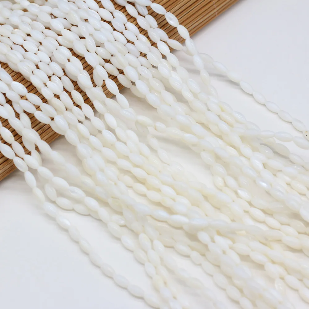 

Natural Freshwater Cultured White Shell Rice-shaped Shell Beads for Jewelry Making Bracelet DIY Necklace Accessories 4x8mm 36cm