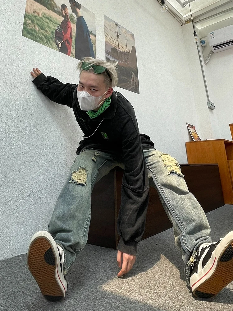 Fashion Men's Jeans Hip Hop Ripped Men's Pants Baggy Jeans Korean Fashion Streetwear Y2k Clothes Brand Jeans Jeans Aestethic