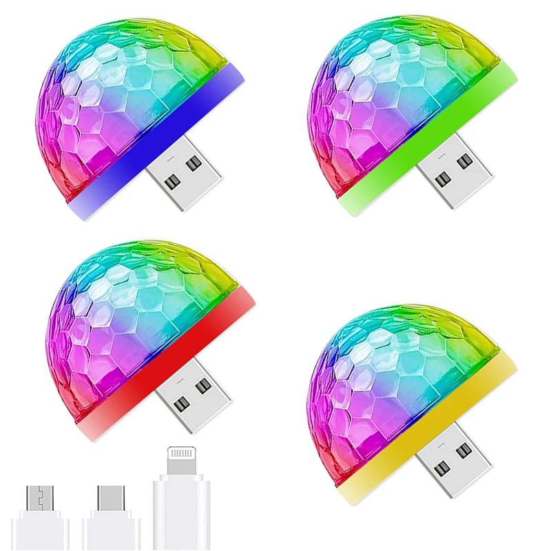 

USB Mini Disco Lights, Party Lights,Halloween DJ Disco Ball Stage Lights,LED Car Atmosphere Lights, Strobe Lights for Party