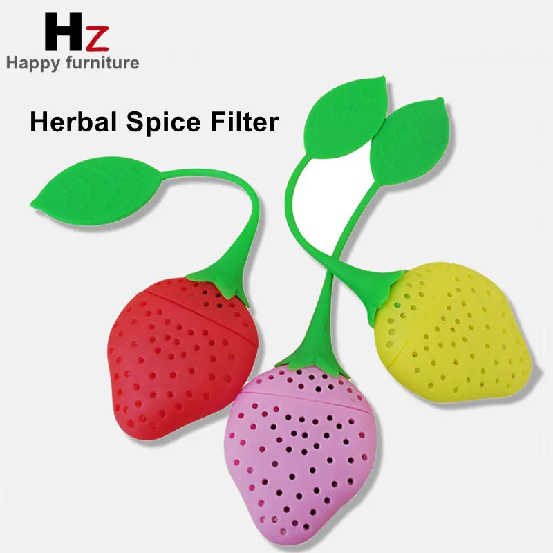 

1 Pc Herbal Spice Filter Strawberry Tea Accessories Kitchen Tools Infuser Ball Leaf Strainer Strawberry Bag for Brewing Device