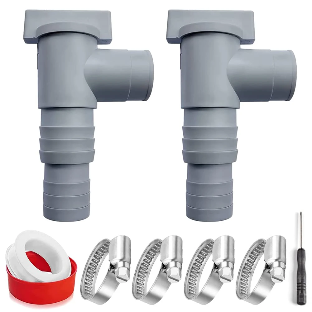 

1 Set 32mm Stopcock Pool Hose Connection With Universal Stainless Steel Hose Clamps Thread Sealing Tape Pool Hose Valve