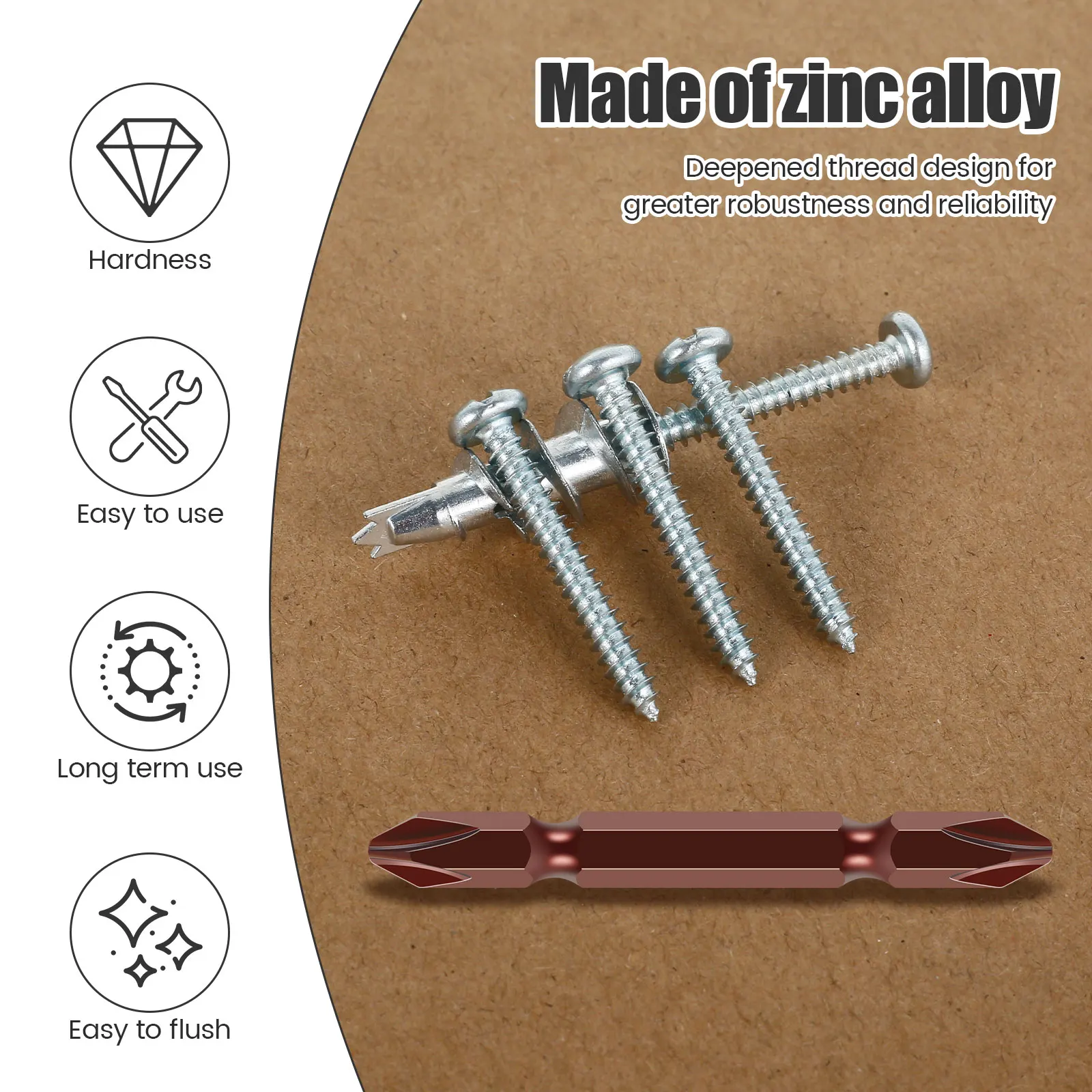 50 шт. Анкеры для полых стен гипсокартона из цинкового металла с винтами Несущая