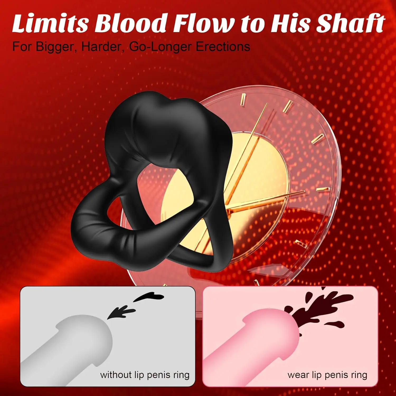 Вибрирующее кольцо на член с сексуальным стимулятором клитора для губ